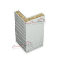 Горизонтальная угловая сэндвич-панель из минеральной ваты, ширина 1000 мм, толщина 30 мм, 0.5/0.5, RAL7035