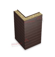 Горизонтальная угловая сэндвич-панель из минеральной ваты, ширина 1000 мм, толщина 30 мм, 0.5/0.5, RAL8017