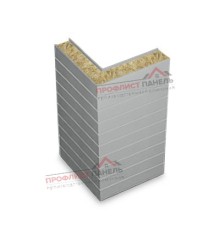 Горизонтальная угловая сэндвич-панель из минеральной ваты, ширина 1000 мм, толщина 60 мм, 0.5/0.5, RAL9006