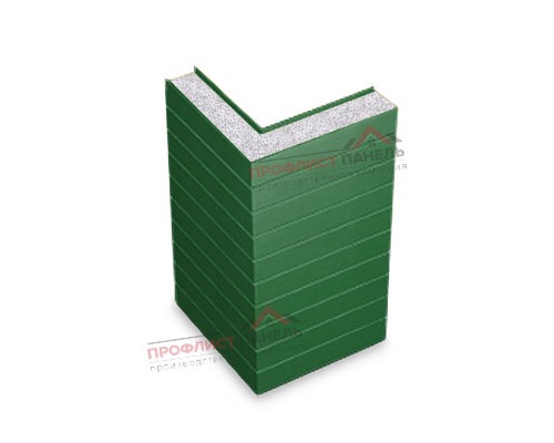 Горизонтальная угловая сэндвич-панель из пенополистирола, ширина 1000 мм, толщина 250 мм, 0.5/0.5, RAL6002