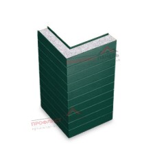 Горизонтальная угловая сэндвич-панель из пенополистирола, ширина 1000 мм, толщина 100 мм, 0.5/0.5, RAL6005