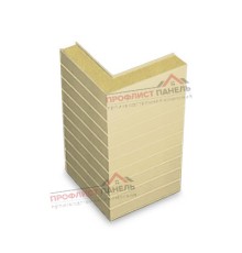 Горизонтальная угловая сэндвич-панель из пенополиизоцианурата, ширина 1000 мм, толщина 50 мм, 0.5/0.5, RAL1014