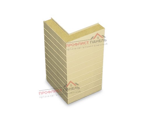 Горизонтальная угловая сэндвич-панель из пенополиизоцианурата, ширина 1000 мм, толщина 60 мм, 0.5/0.5, RAL1014