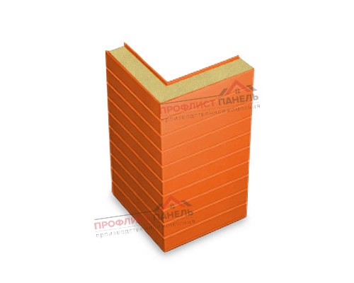 Горизонтальная угловая сэндвич-панель из пенополиуретана, ширина 1000 мм, толщина 120 мм, 0.5/0.5, RAL2004