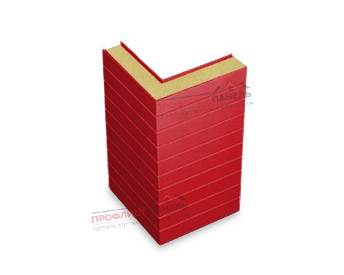 Горизонтальная угловая сэндвич-панель из пенополиуретана, ширина 1000 мм, толщина 120 мм, 0.5/0.5, RAL3020