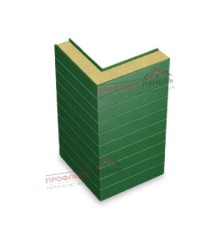 Горизонтальная угловая сэндвич-панель из пенополиизоцианурата, ширина 1000 мм, толщина 50 мм, 0.5/0.5, RAL6002