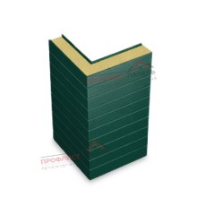 Горизонтальная угловая сэндвич-панель из пенополиизоцианурата, ширина 1000 мм, толщина 50 мм, 0.5/0.5, RAL6005