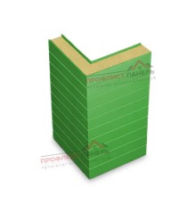 Горизонтальная угловая сэндвич-панель из пенополиизоцианурата, ширина 1000 мм, толщина 50 мм, 0.5/0.5, RAL6018