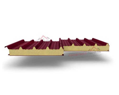 Кровельные сэндвич панели из пенополиуретана, ширина 1000 мм, толщина 100 мм, 0.5/0.5, бордо