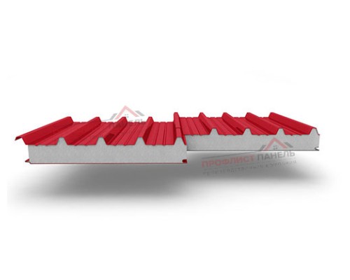 Кровельные сэндвич-панели из пенополистирола, ширина 1000 мм, толщина 10 мм, 0.5/0.5, RAL3020