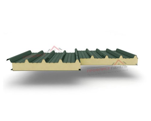 Кровельные сэндвич-панели из пенополиизоцианурата, ширина 1200 мм, толщина 60 мм, 0.5/0.5, RAL6005