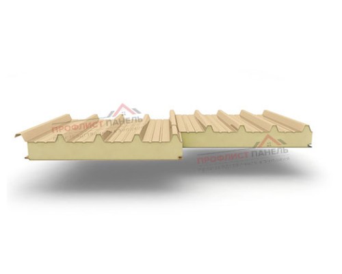 Кровельные сэндвич-панели из пенополиизоцианурата, ширина 1200 мм, толщина 220 мм, 0.5/0.5, RAL1014