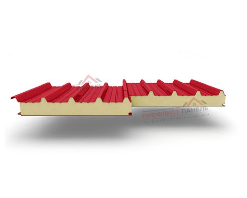 Кровельные сэндвич-панели из пенополиизоцианурата, ширина 1200 мм, толщина 80 мм, 0.5/0.5, RAL3020