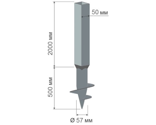 Свая комбинированная Ø57*3,5 мм / 50*50*2 мм: длина 2500 мм Свая комбинированная Ø57*3,5 мм / 50*50*2 мм: длина 2500 мм
