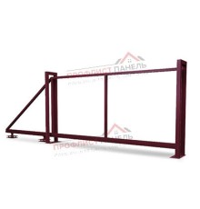 Ворота откатные Жалюзи к кирпичному столбу 2,0х4,5 RAL 3005