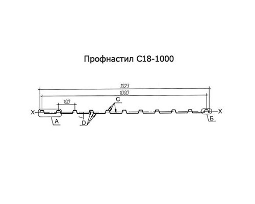 Профнастил оцинкованный С18-1000-0.5 цена за м2