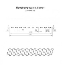 Профнастил C21-1000-0.5 Пластизол RAL7038